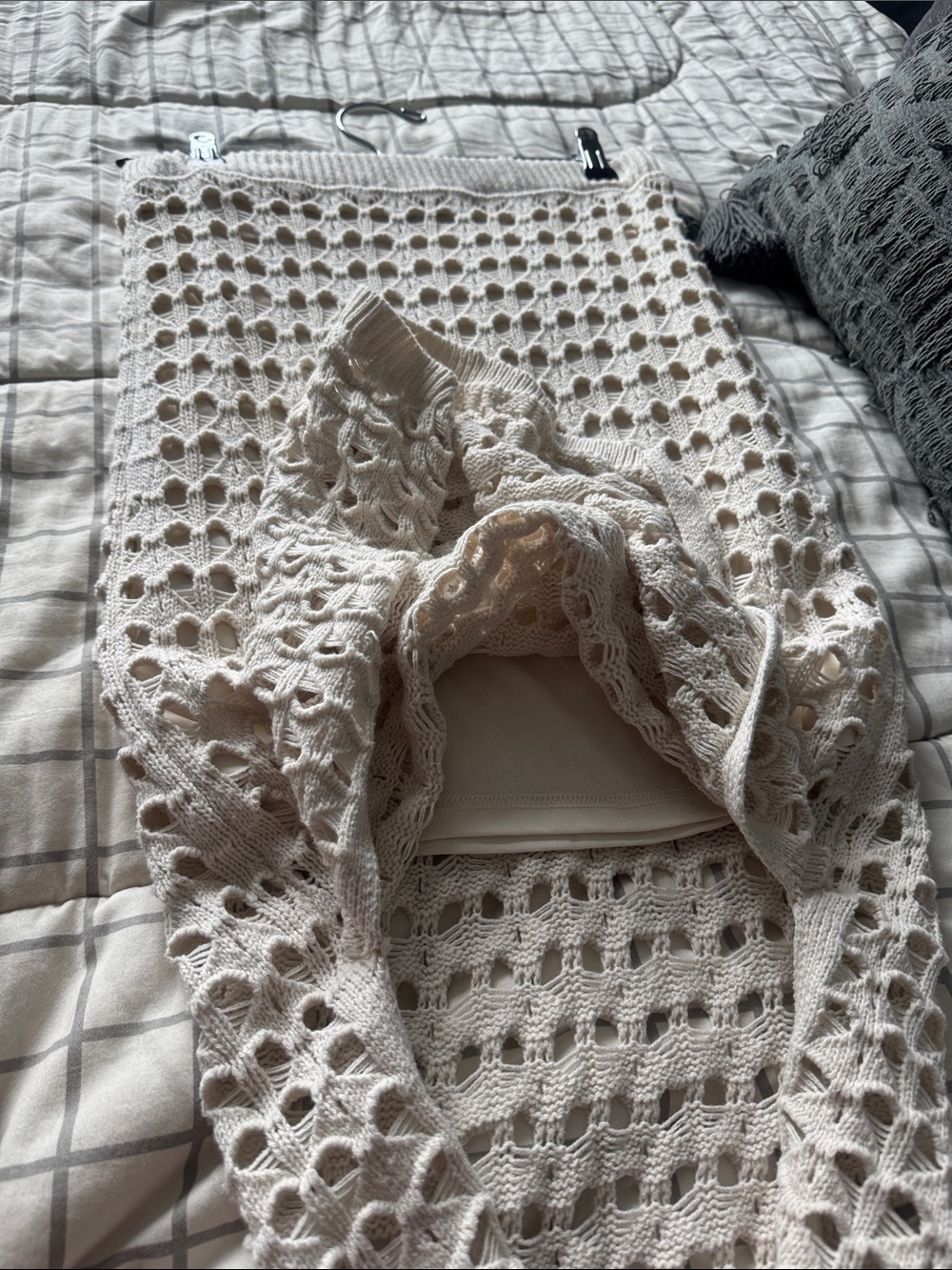 Cream Crochet Knit Midi top and skirt  Set - Picture 6 of 7